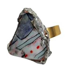 18K Broken Pottery Abstract Gold Plated Stainless Steel Ring